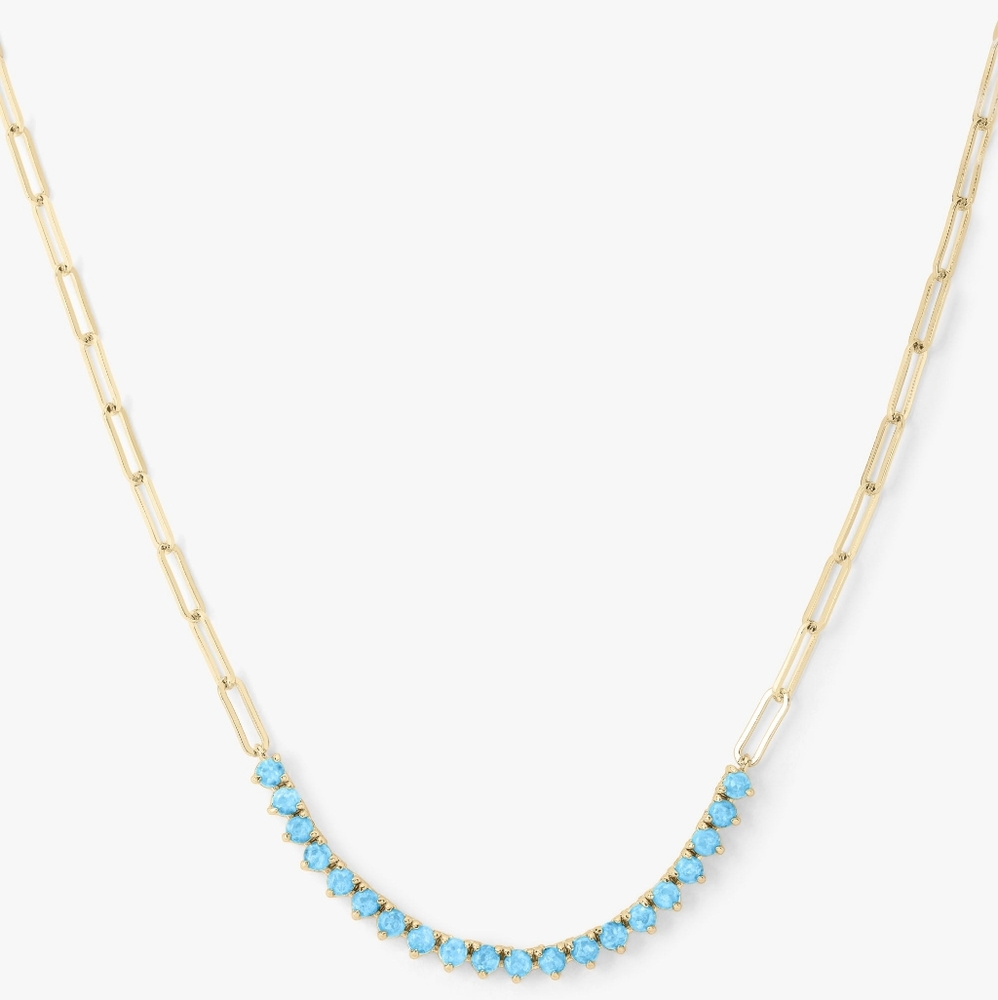 Melinda Maria Not Your Basic Samantha Tennis Necklace Gold Blue Opals ✨️FIRM